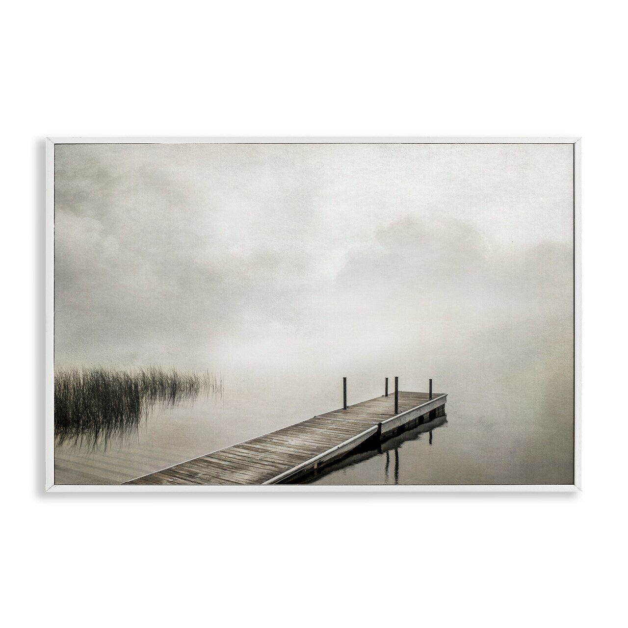 Stupell Industries Mysterious Foggy Lake Dock Framed Giclee Wall Art Design by Peter Hawkins